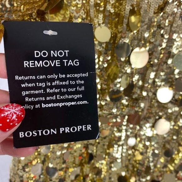 Boston Proper Gold Sequins Formal Mini Shift Dress New Women's 8 - Picture 10 of 14